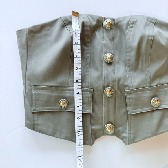 NWT Generation Love Susanna Gabardine Strapless Cropped Vestier Olive Green XS - Picture 14 of 16